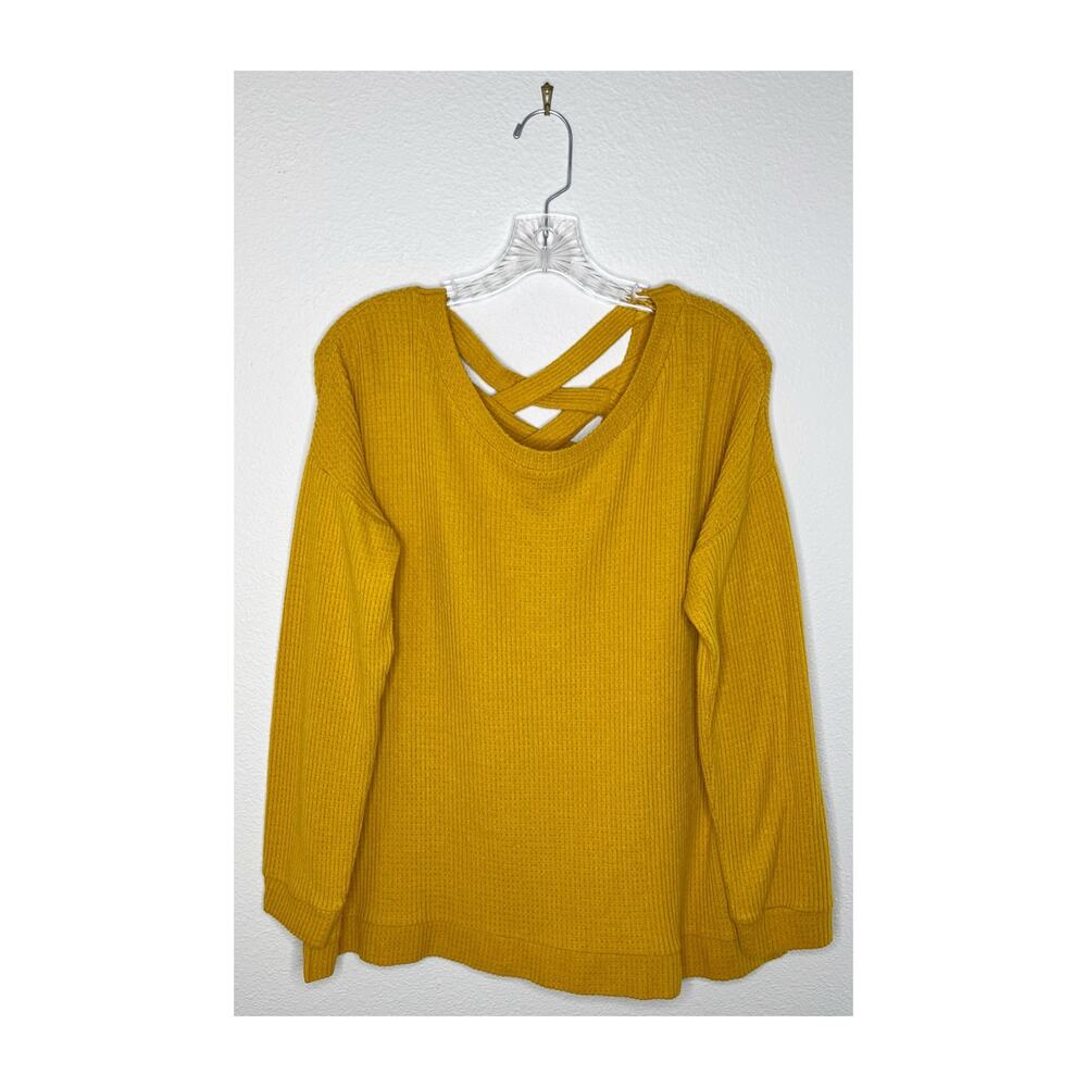 1. STATE Yellow Cross Back Textured Long Sleeve Size Large